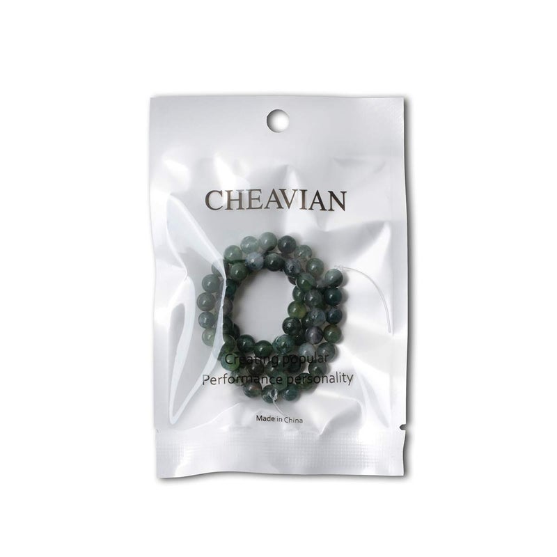 CHEAVIAN 60PCS 6mm Natural Moss Agate Gemstone Round Loose Beads for Jewelry Making DIY 1 Strand 15" - Image 5